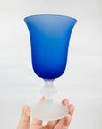 BLUE SATIN GLASS GOBLETS