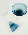 1980s MOUTH BLOWN MURANO BLUE SPATTER GLASSES