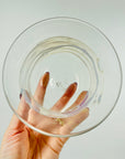 1980s AUSTRALIAN MOUTH BLOWN CLEAR MILKY WHITE SWIRL ART GLASS MINI BOWL/VASE