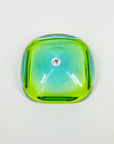 1960s GREEN BLUE PEACOCK HARLEQUIN SOMMERSO FACETED GEODE GLASS BOWL