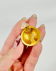 1980s HERMES ETCHED ATLAS BUTTON CLIP ON EARRINGS