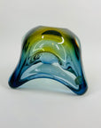 MCM BLUE GREEN MURANO SOMMERSO PINCHED GLASS BOWL/ASHTRAY