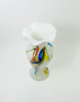 1970s ITALIAN EMPOLI CASED END OF DAY GLASS RUFFLE RIM VASE