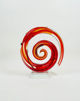 1980s NEW ZEALAND ART RED SPIRAL GLASS PAPERWEIGHT/SCULPTURE