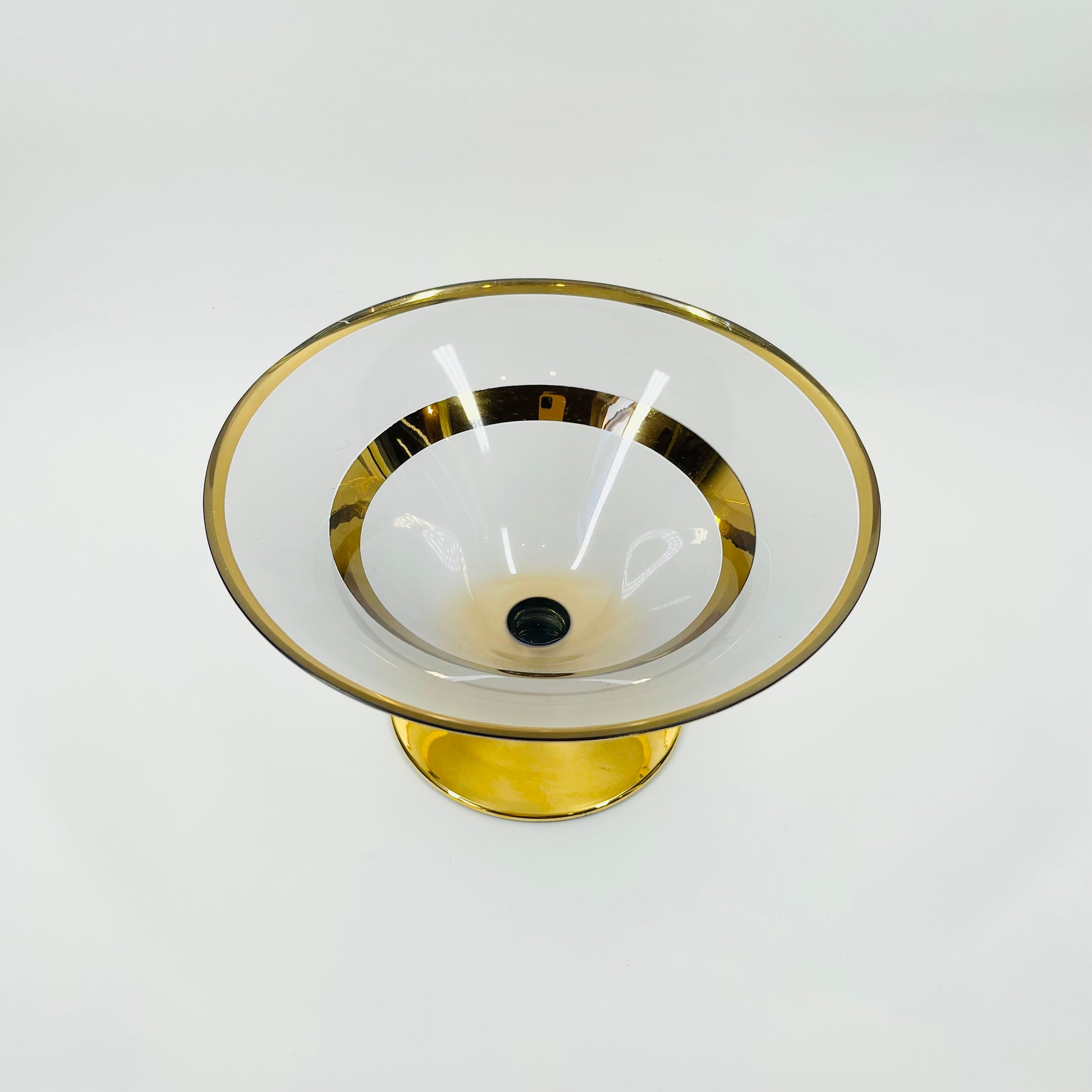 1950s GOLD GILDED LAVENDER SATIN GLASS COUPE