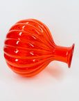 1970s ITALIAN EMPOLI ORANGE RIBBED GLASS ROUND BOTTLE VASE