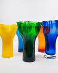 MIDCENTURY SIGNED FINNISH GLASS HANDKERCHIEF POIMU VASE BY INKERI TOIKKA FOR NUUTAJARVI NOTSJO