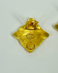 1998s CHANEL CC LOGO MARK RHOMBUS CLIP ON EARRINGS