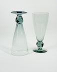 MIDCENTURY GREY GLASS CHAMPAGNE FLUTES