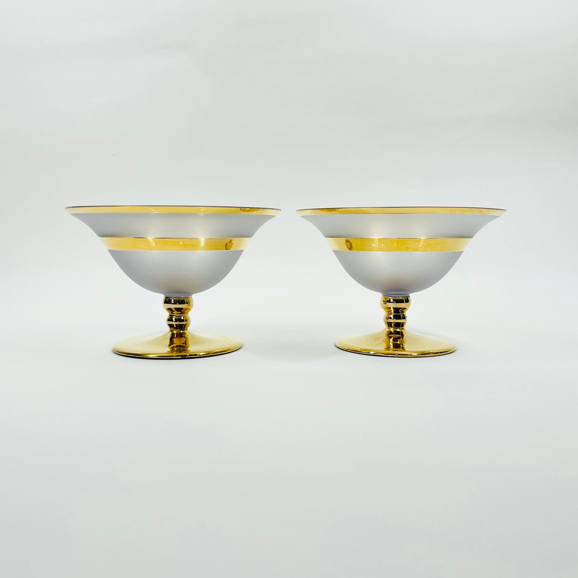 1950s GOLD GILDED LAVENDER SATIN GLASS COUPE