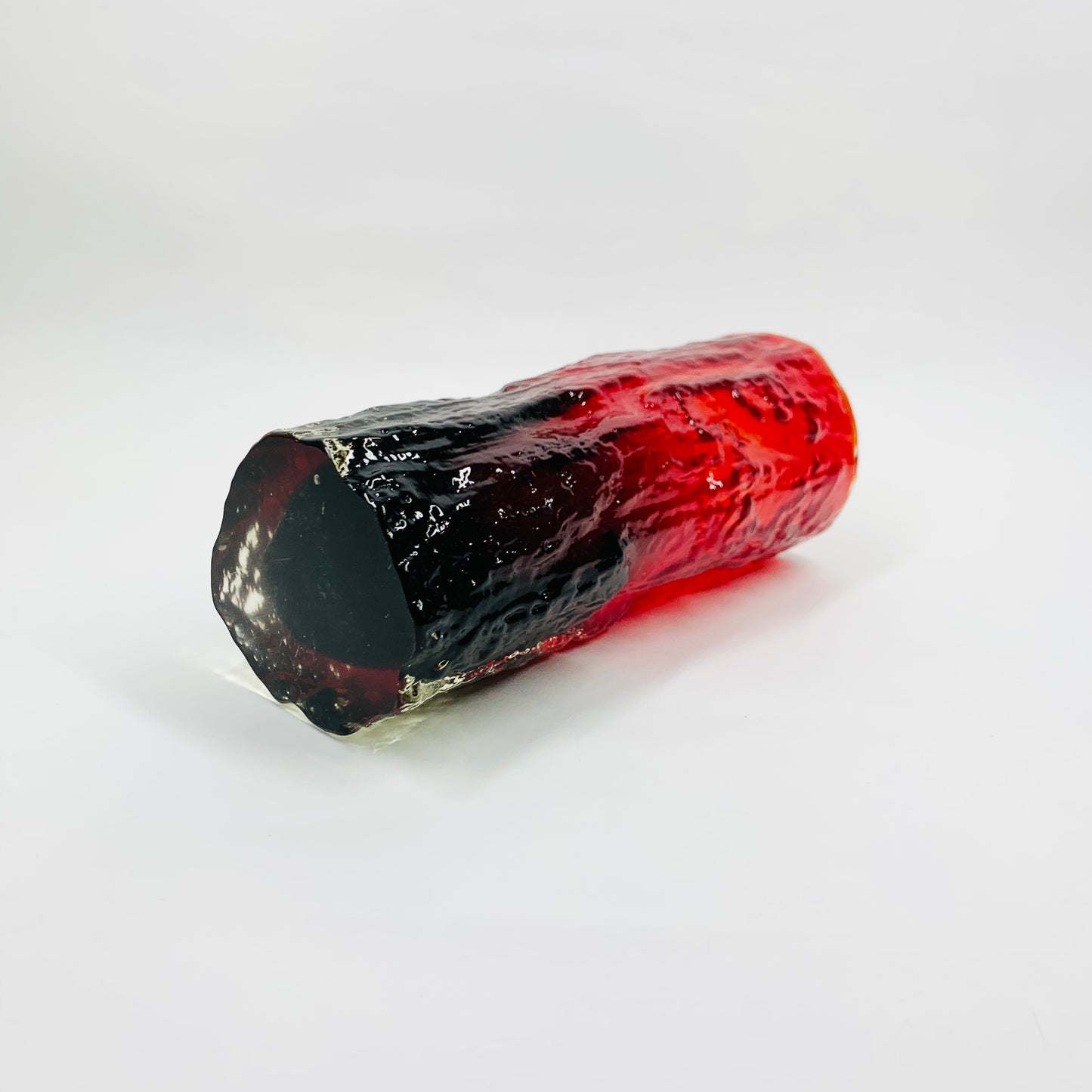 WHITEFRIARS RED LAVA BARK GLASS VASE