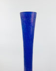 MCM BLUE OILSLICK CRACKLE GLASS LONG NECK VASE