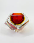 1950s FACETED MURANO RED YELLOW GEODE BOWL