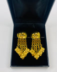 1996 CHANEL CC LOGO CHAIN LETTERS TASSELS DROP CLIP ON EARRINGS