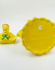 1930s HAND PAINTED ENGLISH YELLOW PORCELAIN LADY TEA POT
