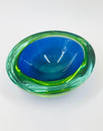 1940s BLUE AQUAMARINE SOMMERSO URANIUM GLASS OBLONG BOWL