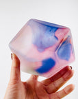 1980s SWEDISH PINK PURPLE SATIN GLASS BOWL BY MONICA BACKSTROM FOR KOSTA BODA