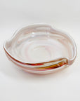 1970s JAPANESE ORANGE SWIRLS CASED WHITE GLASS PINCHED BOWL