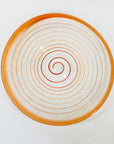1980s HAND MADE ORANGE OPTICAL GLASS PLATE