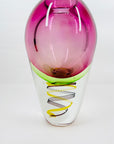 1950s PINK GREEN SOMMERSO MURANO SOMMERSO GLASS VASE WITH LATTICINO SWIRLS