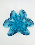 1950s LARGE ITALIAN MURANO TURQUOISE BLUE LATTICINO SOMMERSO STARBURST GLASS ASHTRAY/BOWL