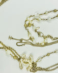 2012 CHANEL MULTISTRANDS COSTUME BEADS PEARL NECKLACE WITH ENAMEL CC LOGO