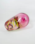 1950s PINK GREEN SOMMERSO MURANO SOMMERSO GLASS VASE WITH LATTICINO SWIRLS