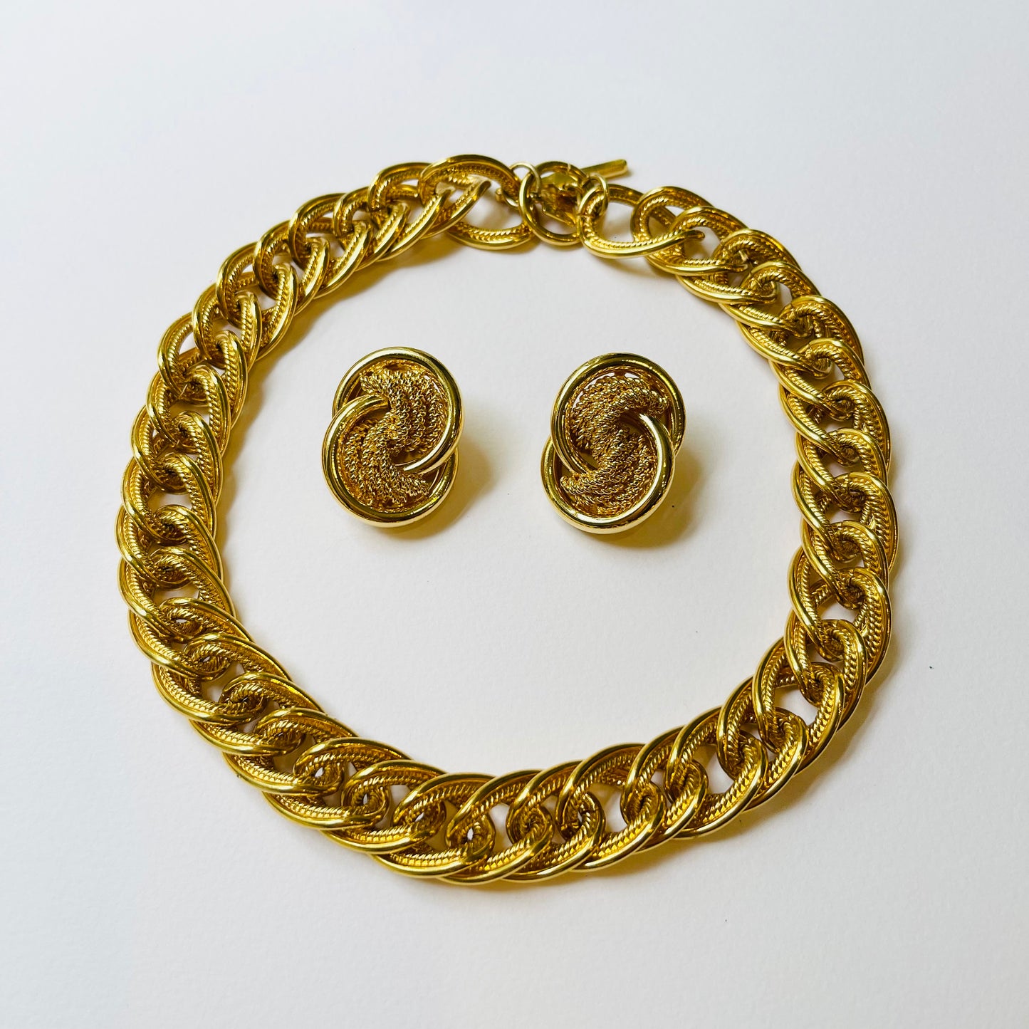 80s ANNE KLEIN CHUNKY TWIST ROPE NECKLACE SUITE