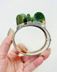 SIGNED 1974 STERLING SILVER NEPHRITE BANGLE BY FINNISH MASTER TAISTO PALONEN
