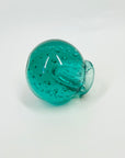1960s MURANO GREEN GLASS CANDLE HOLDER WITH CONTROLLED BUBBLES