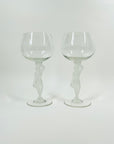 ANTIQUE ART DECO BAYEL BACCHANTE NUDE STEM WINE GLASSES