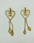 2023 LIMITED EDITION CHANEL LARGE HEART DIAMANTÉ DROP CLIP ON EARRINGS