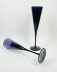 1950s LONG STEM CASED PURPLE GLASS CHAMPAGNE FLUTES