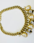 1980s COSTUME PEARLS DIAMANTÉ CHARMS NECKLACE