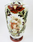 ANTIQUE VICTORIAN HAND PAINTED MILK GLASS VASE