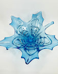 XL 1970s CANADIAN CHALET TURQUOISE BLUE SOMMERSO GLASS MAPLE LEAF BOWL