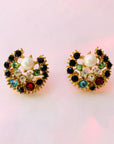 1980s TUTTI FRUITTI STATEMENT STUD EARRINGS
