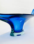 X-LARGE 1940s URANIUM MURANO BLUE SOMMERSO GLASS BOWL