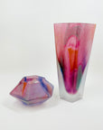 1980s SWEDISH PINK PURPLE SATIN GLASS BOWL BY MONICA BACKSTROM FOR KOSTA BODA