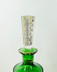 ANTIQUE ART DECO HAND CUT GOLD GILDED GREEN CRYSTAL DECANTER SET