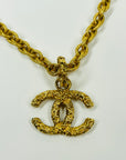 LIMITED EDITION 1980s CHANEL FILIGREE LOGO PENDANT NECKLACE WITH FANCY TEXTURED LINKS