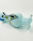 1970s ITALIAN EMPOLI CASED END OF DAY GLASS RUFFLE RIM VASE