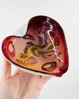 1950s MURANO CASED WHITE HEART GLASS PINCHED BOWL WITH MILLEFIORI