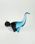 1980s MURANO BLUE BROWN SOMMERSO GLASS CAT