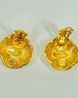 1998 CHANEL CC GOLD LOGO FLOWER CLIP ON EARRINGS