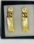 2021 CHANEL CC GOLD HARDWARE L21V-TAG PINK CRYSTAL DROP PIERCED EARRINGS