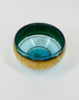 1950s BOHEMIAN TURQUOISE GLASS CREAMER SUGAR BOWL SET