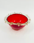 ANTIQUE VENETIAN RUBY RED PINCHED MINI BOWL BY SALVIATI