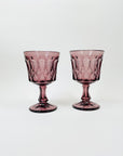 1950s JAPANESE NORITAKE PURPLE AMETHYST PRESSED GLASS GOBLETS