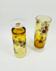 1970s JAPANESE AMBER FOOTED FLOWER POWER HIGHBALL GLASSES